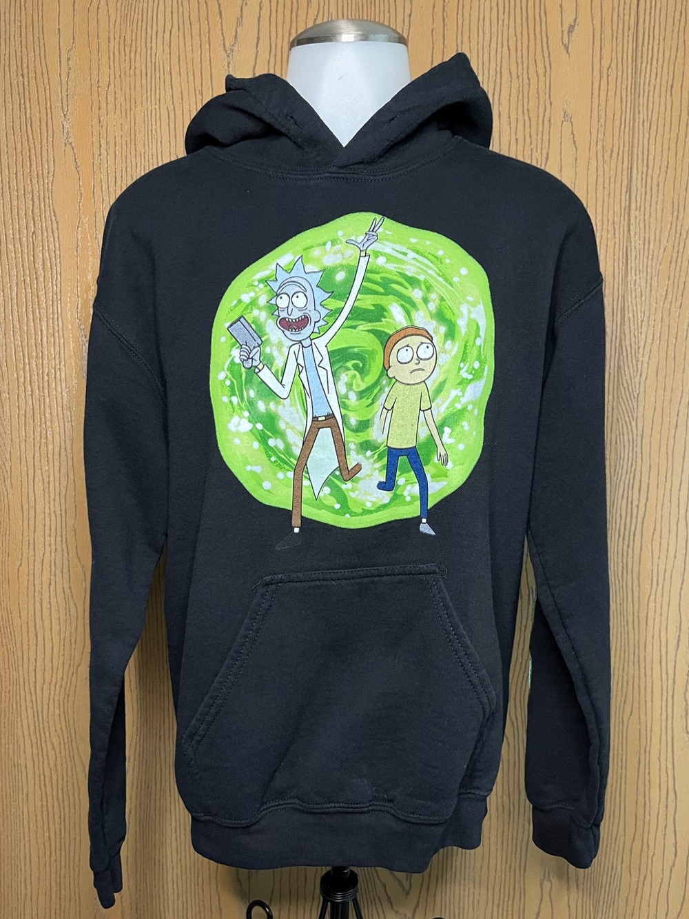 Rick And Morty Graphic Hoodie Small Black Green
